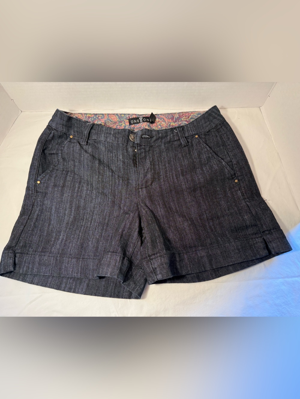 one 5 one Dark Blue Denim Jean Shorts